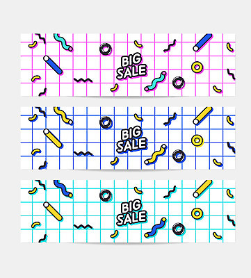 배너 가로배너 패턴 곡선 일러스트 프레임 사람없음 컬러풀 세일 원형 격자 기하학 빅세일 지오메트릭 배너세트 멤피스디자인 국내일러스트 AI파일 도형 디자인 선 컬러 무늬 가로 세트 파일형식 벡터
