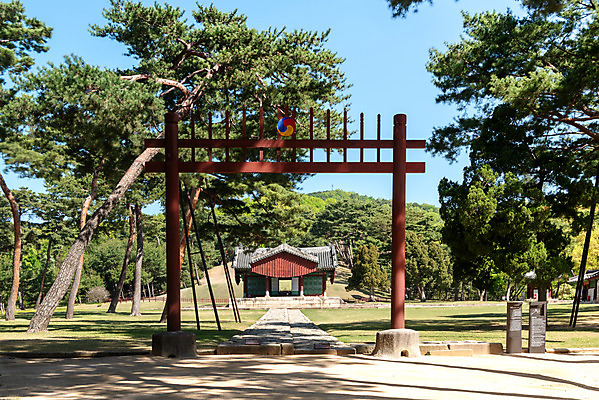 포토 JPG 주간 나무 한국전통 여행 유적지 풍경 사람없음 야외 관광지 맑음 봄 세계문화유산 문화재 역사 한국사 조선시대 사적지 정자각 조선왕릉 홍살문 태릉 문정왕후 국내포토 자연요소 식물 전통 계절 고건축 날씨 한국 전통문 왕릉 파일형식 왕후