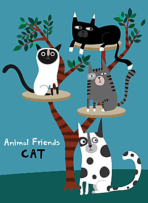 동물 동물캐릭터 여러마리 일러스트 함께함 사람없음 파란색 친구 귀여움 고양이 나뭇가지 고양이캐릭터 반려 캣타워 애묘용품 국내일러스트 일러캐릭터 반려용품 AI파일 나무 캐릭터 컬러 다수 컨셉 포유류 관계 반려동물 오브젝트 파일형식 벡터