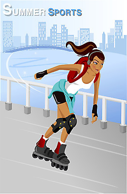 EPS 주간 계절 여자 스포츠 일러스트 한명 사람 20대 성인 취미 야외 여름 레포츠 운동 롤러블레이드 여름스포츠 여자만 여자한명만 성인여자만 청년만 청년여자만 성인한명만 청년여자한명만 성인여자한명만 성인만 국내일러스트 자연요소 1 레저 건강 청년 파일형식 벡터 여름_계절