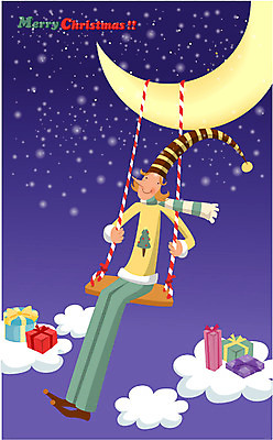 EPS 계절 기념일 남자 종교 크리스마스 겨울 일러스트 하늘 선물 한명 사람 20대 성인 야외 산타클로스 달 야간 그네 남자만 남자한명만 성인남자만 청년만 청년남자만 청년남자한명만 성인한명만 성인남자한명만 성인만 국내일러스트 자연요소 1 이벤트 청년 파일형식 벡터