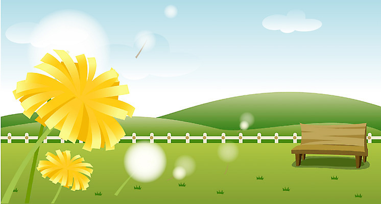 EPS 주간 식물 사계절 계절 공원 공공시설 꽃 백그라운드 벤치 일러스트 자연 풍경 사람없음 야외 울타리 봄 민들레 민들레홀씨 국내일러스트 자연요소 의자 담장 시설 생태계 파일형식 벡터