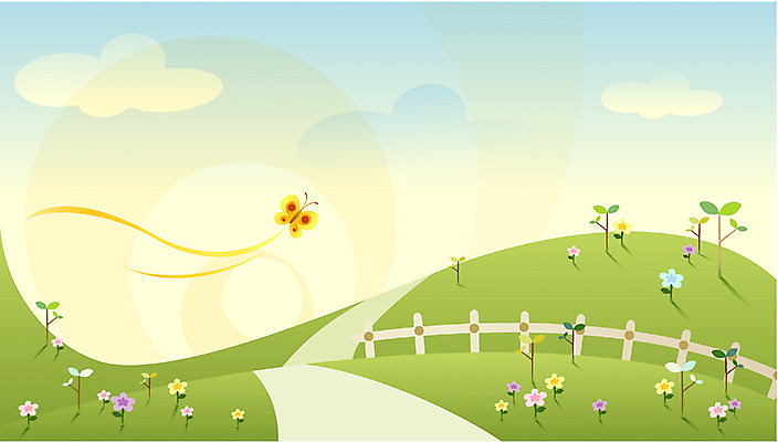 EPS 주간 식물 사계절 계절 꽃 나비 백그라운드 일러스트 자연 하늘 풍경 초원 사람없음 야외 새싹 봄 묘목 국내일러스트 자연요소 나무 곤충 생태계 파일형식 벡터