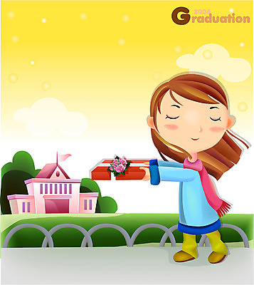 EPS 학생 여자 기념일 일러스트 졸업 청소년 졸업식 기념 선물 한명 사람 이벤트 야외 10대 축하 졸업장 여자만 여자한명만 십대만 십대여자만 십대여자한명만 국내일러스트 1 교육 컨셉 파일형식 벡터