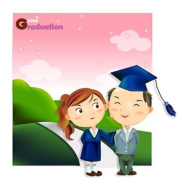 EPS 학생 여자 기념일 남자 일러스트 학사모 졸업 학교 졸업식 기념 사람 이벤트 야외 두명 축하 아빠 졸업장 아저씨 예복 국내일러스트 모자_잡화 옷 교육 컨셉 가족 파일형식 벡터