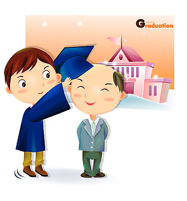 EPS 학생 남자 일러스트 학사모 졸업 학교 졸업식 사람 이벤트 청년 야외 두명 아빠 아저씨 예복 남자만 성인남자만 청년만 청년남자만 성인만 국내일러스트 모자_잡화 옷 교육 가족 성인 파일형식 벡터