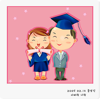 EPS 여학생 여자 남자 꽃 꽃다발 일러스트 학사모 졸업 학교 사람 이벤트 두명 아빠 졸업장 아저씨 예복 국내일러스트 식물 모자_잡화 학생 옷 교육 가족 파일형식 벡터