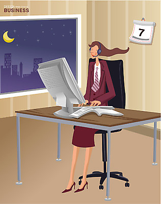 EPS 직업 여자 일러스트 회사 비즈니스 상상 실내 한명 사람 20대 성인 사무실 업무 직장인 비즈니스우먼 야간 야근 여자만 여자한명만 성인여자만 청년만 청년여자만 성인한명만 청년여자한명만 성인여자한명만 성인만 국내일러스트 자연요소 1 청년 내부 작업 파일형식 벡터