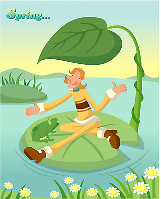 EPS 사계절 계절 남자 꽃 일러스트 상상 자연 휴식 개구리 한명 사람 풍경 20대 성인 야외 강 봄 연못 연잎 남자만 남자한명만 성인남자만 청년만 청년남자만 청년남자한명만 성인한명만 성인남자한명만 성인만 국내일러스트 식물 1 컨셉 잎 양서류 청년 생태계 파일형식 벡터