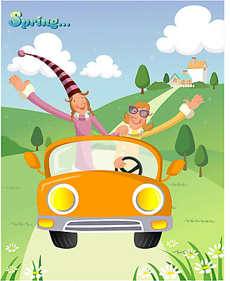 EPS 커플 사계절 계절 여자 남자 일러스트 자동차 자연 하늘 사람 풍경 야외 두명 소풍 마을 봄 드라이브 로맨틱 국내일러스트 육상교통 컨셉 관계 야외활동 운전 생태계 파일형식 벡터