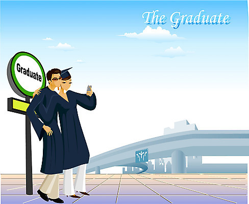 EPS 학생 여자 남자 일러스트 학사모 졸업 졸업식 졸업생 두명 축제 졸업가운 역 국내일러스트 모자_잡화 교육 교통시설 사람 가운 파일형식 벡터