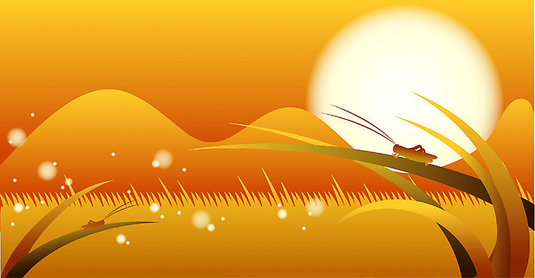 EPS 사계절 계절 백그라운드 일러스트 자연 풍경 초원 사람없음 야외 달 가을 귀뚜라미 가을배경 국내일러스트 자연요소 곤충 생태계 파일형식 벡터 가을_계절