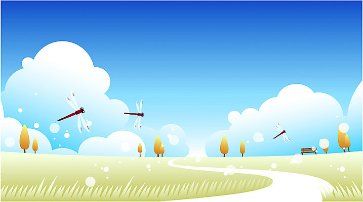 EPS 주간 구름 사계절 계절 길 백그라운드 일러스트 자연 하늘 풍경 초원 사람없음 야외 가을 잠자리 가을배경 국내일러스트 자연요소 곤충 생태계 파일형식 벡터 가을_계절