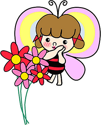 EPS 전신 클립아트 식물 사계절 계절 여자 꽃 나비 곤충 절지류 일러스트 상상 자연 사람 봄 여자만 국내일러스트 동물 생태계 파일형식 벡터