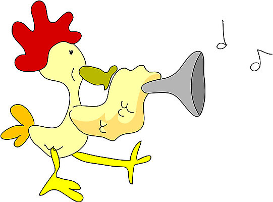 EPS 클립아트 동물 척추동물 한마리 연주 일러스트 조류 관악기 사람없음 가축 닭 트럼펫 수탉 국내일러스트 1 악기 음악 금관악기 수컷 파일형식 벡터