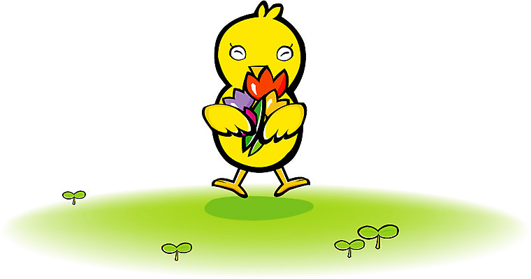EPS 클립아트 동물 척추동물 한마리 계절 꽃 일러스트 조류 병아리 사람없음 야외 봄 닭 국내일러스트 식물 1 파일형식 벡터