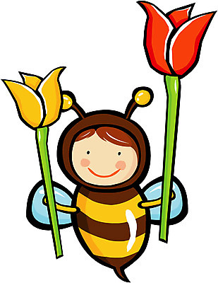 EPS 클립아트 동물 사계절 계절 꽃 곤충 절지류 일러스트 상상 사람 봄 비행 꿀벌 벌 국내일러스트 식물 벌_곤충 파일형식 벡터