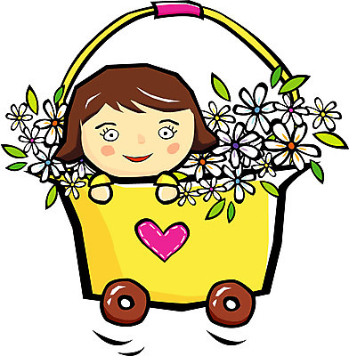 EPS 클립아트 식물 사계절 계절 여자 꽃 어린이 일러스트 한명 사람 소녀 상반신 10대 봄 꽃바구니 여자만 여자한명만 소녀만 국내일러스트 1 청소년 바구니 어린이만 파일형식 벡터