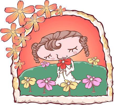 EPS 전신 사계절 계절 여자 꽃 초등학생 어린이 꽃밭 일러스트 한명 사람 앉기 소녀 야외 판타지 봄 여자만 여자한명만 어린이만 소녀만 소녀한명만 국내일러스트 식물 1 학생 모션 상상 파일형식 벡터