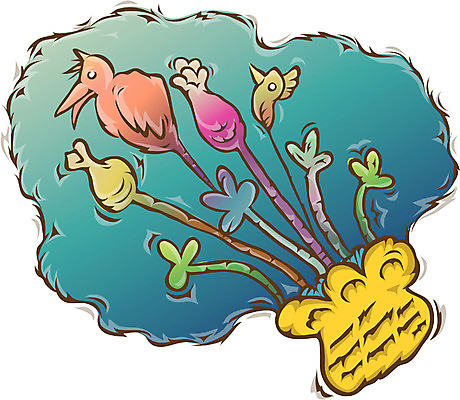 EPS 식물 동물 사계절 계절 꽃 일러스트 조류 사람없음 판타지 봄 꽃바구니 국내일러스트 상상 바구니 파일형식 벡터