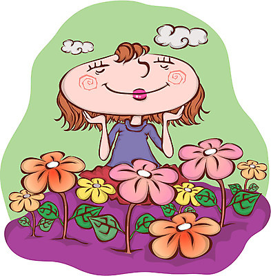 EPS 주간 사계절 계절 여자 꽃 초등학생 어린이 꽃밭 일러스트 한명 사람 소녀 상반신 야외 판타지 봄 여자만 여자한명만 어린이만 소녀만 소녀한명만 국내일러스트 자연요소 식물 1 학생 상상 파일형식 벡터