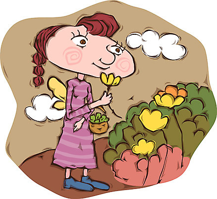 EPS 주간 전신 사계절 계절 여자 꽃 초등학생 어린이 꽃밭 일러스트 한명 서기 사람 소녀 야외 판타지 봄 여자만 여자한명만 어린이만 소녀만 소녀한명만 국내일러스트 자연요소 식물 1 학생 모션 상상 파일형식 벡터