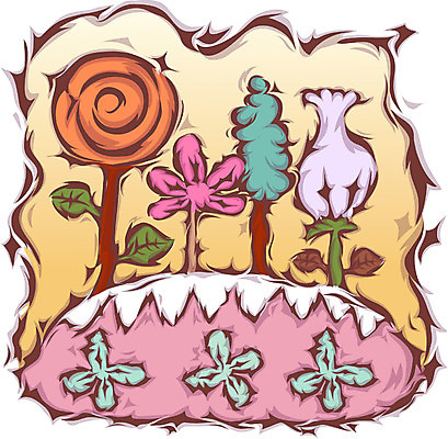 EPS 나무 사계절 계절 꽃 백그라운드 일러스트 상상 자연 산 풍경 초원 사람없음 야외 판타지 봄 국내일러스트 식물 생태계 파일형식 벡터