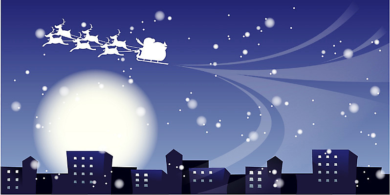 EPS 사계절 계절 기념일 백그라운드 크리스마스 겨울 일러스트 풍경 빌딩 사람없음 야외 건물 산타클로스 달 도시 야간 썰매 겨울배경 국내일러스트 자연요소 건축물 이벤트 파일형식 벡터