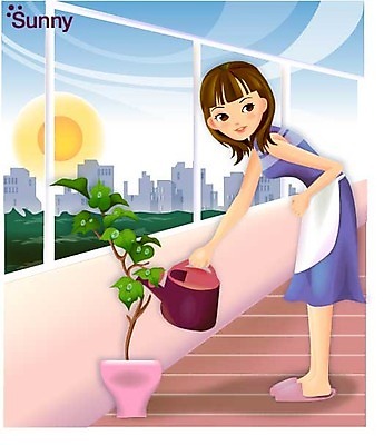 EPS 주간 나무 여자 화분 화초 일러스트 자연 날씨 한명 사람 20대 성인 야외 햇빛 맑음 봄 여자만 여자한명만 성인여자만 청년만 청년여자만 성인한명만 청년여자한명만 성인여자한명만 성인만 국내일러스트 자연요소 식물 1 계절 청년 태양 생태계 파일형식 벡터