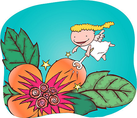 EPS 식물 사계절 계절 꽃 일러스트 상상 천사 요정 사람 사람없음 판타지 봄 비행 가상인물 국내일러스트 파일형식 벡터