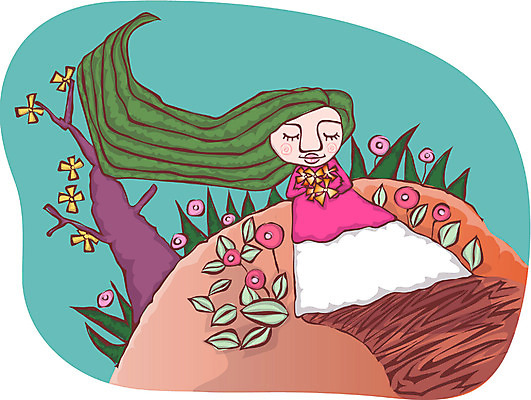 EPS 주간 전신 사계절 계절 여자 꽃 초등학생 어린이 꽃밭 일러스트 한명 서기 사람 소녀 야외 판타지 봄 여자만 여자한명만 어린이만 소녀만 소녀한명만 국내일러스트 자연요소 식물 1 학생 모션 상상 파일형식 벡터