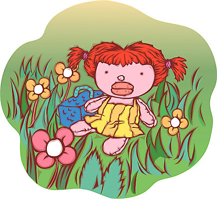 EPS 식물 사계절 계절 꽃 인형 꽃밭 일러스트 사람없음 야외 판타지 장난감 봄 국내일러스트 상상 파일형식 벡터