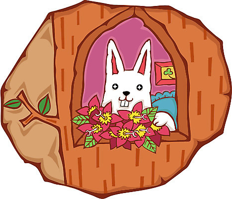 EPS 나무 동물 척추동물 육지동물 사계절 계절 꽃 일러스트 포유류 주택 사람없음 판타지 봄 토끼 국내일러스트 식물 상상 건물 반려동물 파일형식 벡터