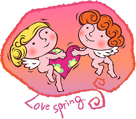 EPS 전신 사계절 계절 일러스트 천사 사랑 사람없음 판타지 봄 하트 가상인물 국내일러스트 모양 감정 상상 파일형식 벡터