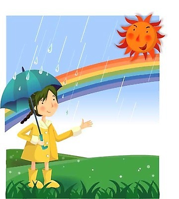 EPS 주간 여자 어린이 무지개 일러스트 우산 자연 날씨 한명 사람 소녀 초원 20대 성인 야외 태양 맑음 비 언덕 우비 소서 여자만 여자한명만 국내일러스트 자연요소 1 옷 청년 여름 절기 생태계 파일형식 벡터