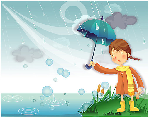 EPS 구름 여자 호수 초등학생 어린이 일러스트 우산 자연 바람 날씨 한명 사람 소녀 야외 태양 비 소서 흐림 여자만 여자한명만 어린이만 소녀만 소녀한명만 국내일러스트 자연요소 1 학생 여름 절기 생태계 파일형식 벡터