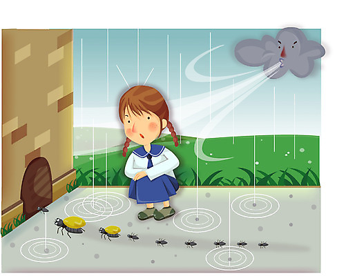 EPS 구름 직업 학생 여자 어린이 일러스트 청소년 바람 날씨 한명 사람 소녀 초원 야외 10대 담장 태양 비 소서 개미 흐림 여자만 여자한명만 십대만 십대여자만 십대여자한명만 국내일러스트 자연요소 1 곤충 여름 절기 파일형식 벡터