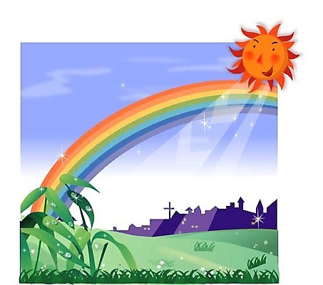 EPS 주간 백그라운드 무지개 일러스트 자연 아침 날씨 풍경 초원 야외 햇빛 태양 맑음 도시 이슬 국내일러스트 자연요소 생태계 파일형식 벡터