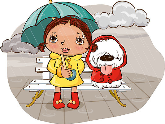 EPS 여자 반려견 초등학생 어린이 벤치 일러스트 우산 자연 날씨 한명 사람 소녀 야외 비 개 강아지 일기예보 장마 흐림 반려 여자만 여자한명만 어린이만 소녀만 소녀한명만 국내일러스트 자연요소 1 학생 의자 포유류 반려동물 비_날씨 생태계 파일형식 벡터