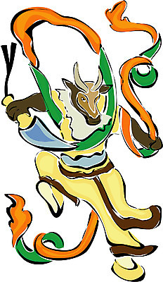 EPS 클립아트 동물 캐릭터 일러스트 상상 전통캐릭터 새해 미술 사람없음 십이지신 소띠 운세 소 전통의상 벽화 작품 무사 소축 일러캐릭터 전통 포유류 문화예술 한자 그림 파일형식 벡터