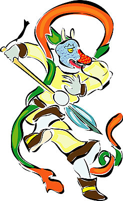 EPS 클립아트 동물 캐릭터 동물캐릭터 일러스트 상상 전통캐릭터 새해 사람없음 십이지신 용 운세 전통의상 용캐릭터 무사 일러캐릭터 전통 파일형식 벡터