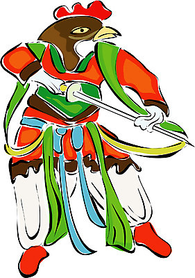 EPS 클립아트 동물 척추동물 캐릭터 일러스트 상상 전통캐릭터 새해 사람없음 십이지신 운세 닭띠 닭 전통의상 새캐릭터 닭캐릭터 무사 일러캐릭터 전통 동물캐릭터 조류 파일형식 벡터