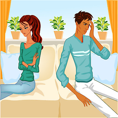 EPS 식물 부부 커플 여자 남자 화분 일러스트 실내 사람 앉기 성인 두명 소파 커튼 싸움 부부싸움 불화 성인만 국내일러스트 의자 관계 모션 내부 파일형식 벡터