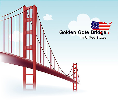 EPS 주간 시설물 교육 현대건축 건축 외국문화 여행 지도 북아메리카 일러스트 교통시설 휴가 사람없음 야외 관광지 미국 세계여행 국기 금문교 샌프란시스코만 현수교 가교 국내일러스트 자연요소 건축물 문화 교통 아메리카 세계 다리_건축물 시설 파일형식 벡터