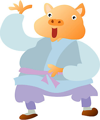 EPS 클립아트 동물 척추동물 캐릭터 한마리 육지동물 옷 일러스트 포유류 상상 전통캐릭터 사람없음 십이지신 운세 돼지띠 돼지 전통의상 일러캐릭터 1 전통 파일형식 벡터