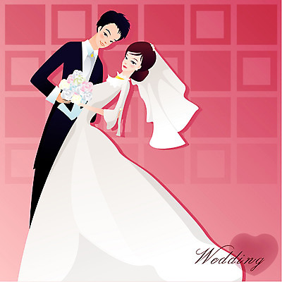 EPS 부부 커플 드레스 여자 남자 신부 부케 웨딩드레스 신랑 결혼 일러스트 새출발 새로움 사람 정장 턱시도 두명 로맨틱 시작 출발 약속 국내일러스트 옷 꽃다발 컨셉 관계 이벤트 파일형식 벡터