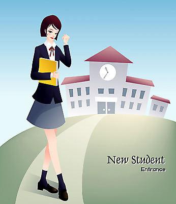 EPS 주간 직업 학생 여학생 여자 교육 일러스트 학교 청소년 한명 사람 야외 10대 입학 신입생 입학생 여자만 여자한명만 십대만 십대여자만 십대여자한명만 국내일러스트 자연요소 1 파일형식 벡터