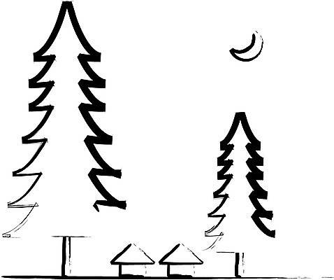 EPS 클립아트 나무 크리스마스 일러스트 자연 하늘 주택 사람없음 크리스마스트리 달 오브젝트 국내일러스트 자연요소 식물 기념일 건물 생태계 파일형식 벡터