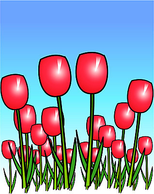 EPS 클립아트 식물 꽃 여러송이 일러스트 봄꽃 자연 사람없음 빨간색 봄 튤립 국내일러스트 계절 컬러 다수 생태계 파일형식 벡터
