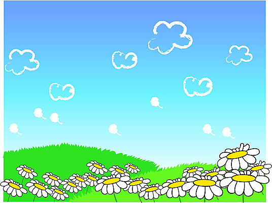 EPS 클립아트 구름 사계절 계절 꽃 여러송이 꽃밭 밭 일러스트 자연 하늘 풍경 초원 사람없음 봄 언덕 국내일러스트 자연요소 식물 다수 농업 생태계 파일형식 벡터